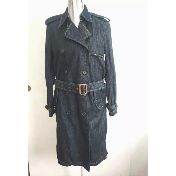 Ralph Lauren Belted Denim Trench Coat - L - Blue - Picture 2 of 7